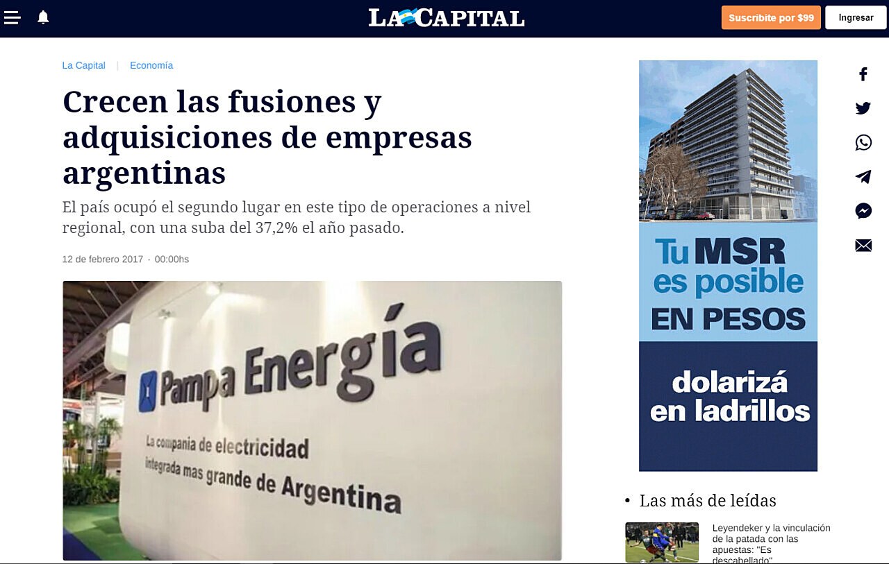 Crecen las fusiones y adquisiciones de empresas argentinas